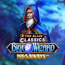 Fire Blaze Blue Wizard Megaways slot logo by Rarestone Gaming at Lamabet Casino