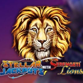 Stellar Jackpots with Serengeti Lions slot logo by Lightning Box Game at Lamabet Casino